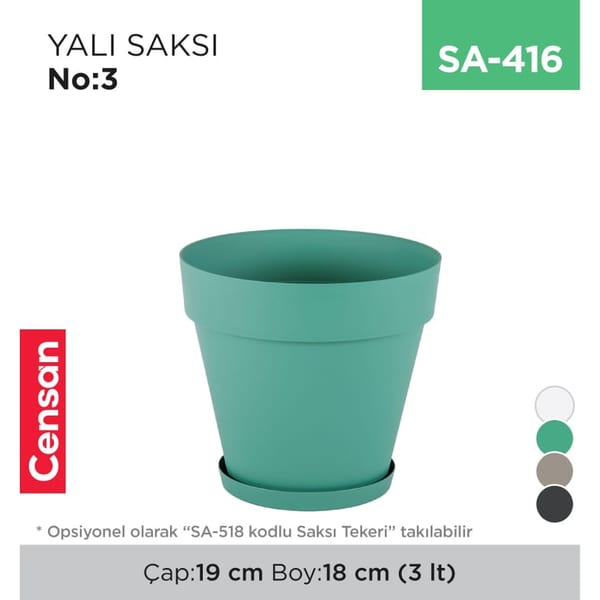 Yalı Saksı NO:3 Tabaksız (3 lt) (YS03)