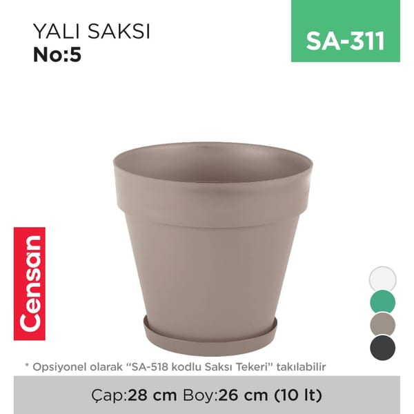 Yalı Saksı NO:5 Tabaksız (10 lt) (YS05)