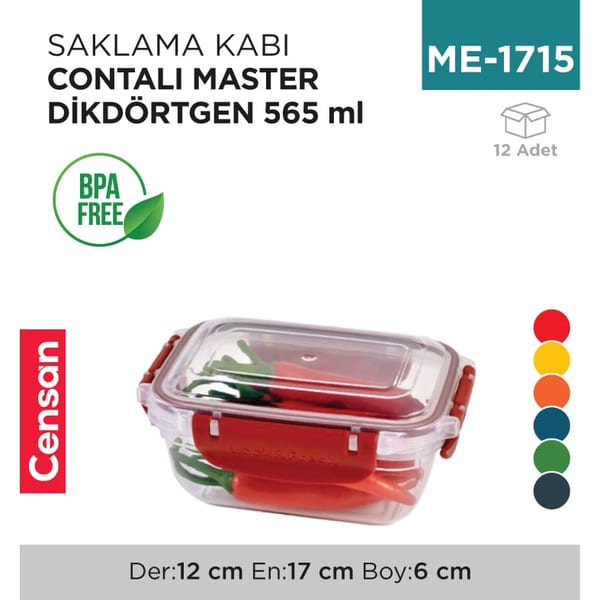 Saklama Kabı Contalı Master Dikgörtgen 565 ml (30842)