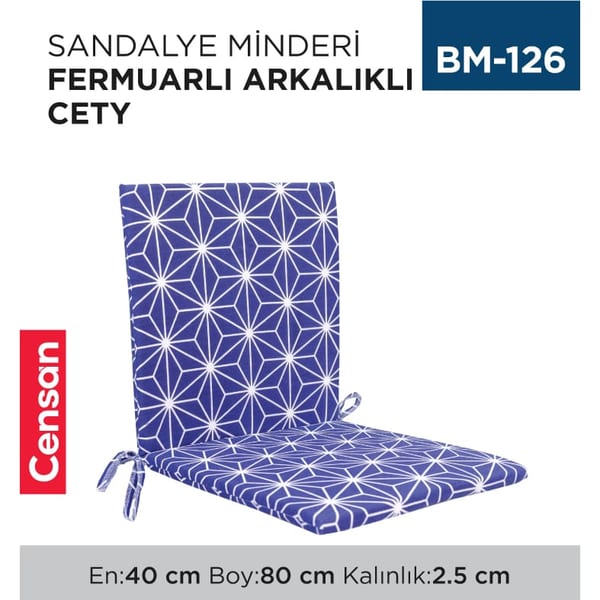 Sandalye Minderi Cety Arkalıklı Bağcıklı