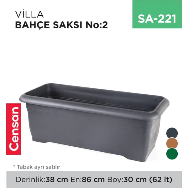 Villa Bahçe Saksı NO:2 Tabaksız (62 lt)