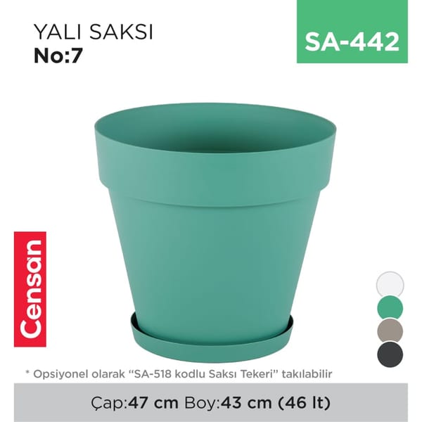 Yalı Saksı NO:7 Tabaksız (46 lt) (YS07)