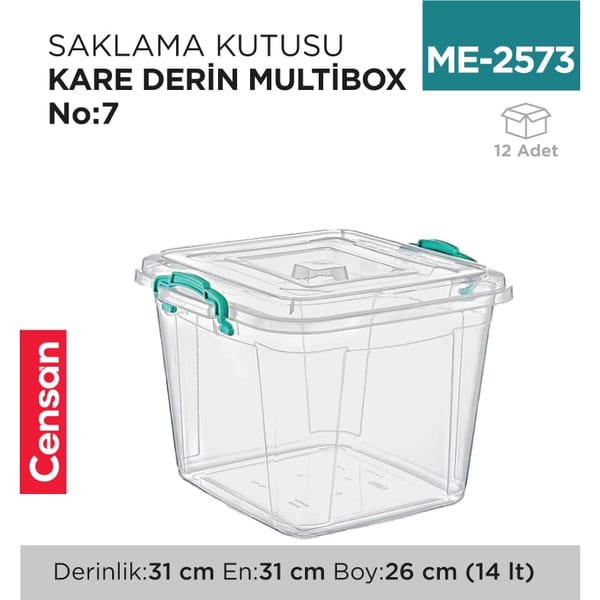Saklama Kutusu Kare Derin M.box NO:7 (14 lt) (E-626)
