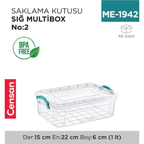 Saklama Kutusu Sığ M.box NO:2 (1 lt) (E-490)