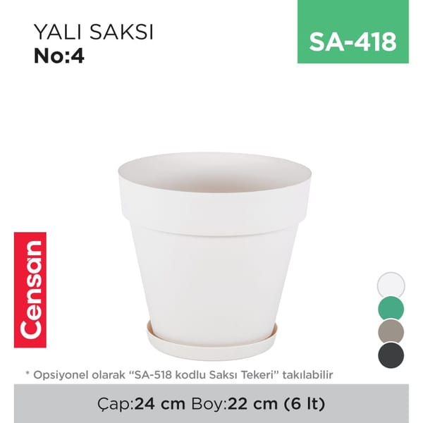 Yalı Saksı NO:4 Tabaksız (6 lt) (YS04)