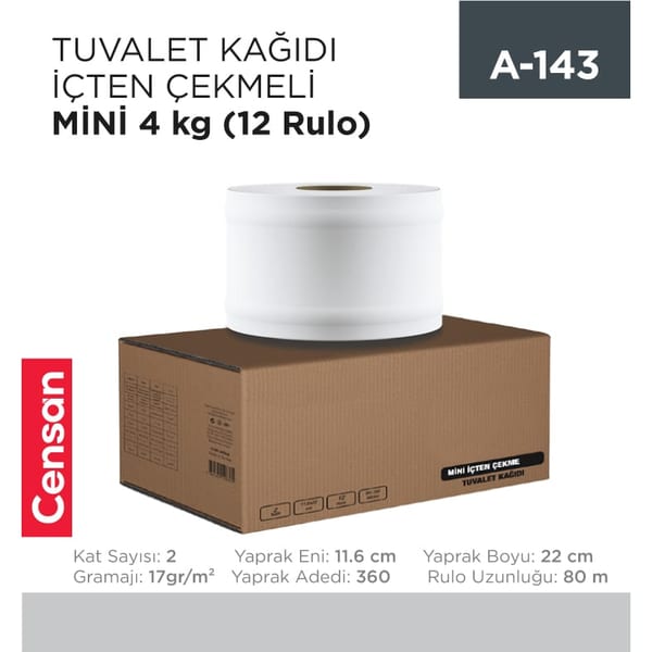 İçten Çekmeli Tuvalet Kağıdı Mini 12'li (4 kg) Tami (7450)