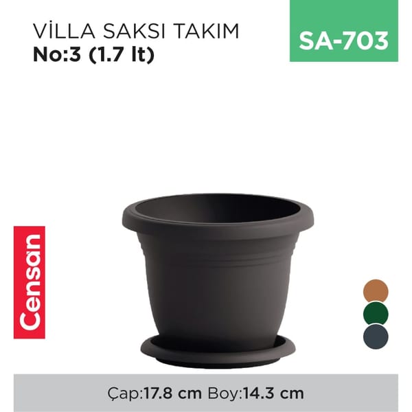 Villa Saksı NO:3 Tabaksız (1.7 lt) (V503)